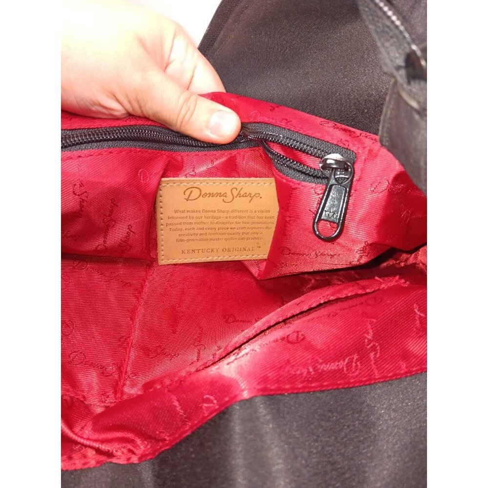 Donna Sharp Red Quilted Patchwork Puzzle Tote Bag… - image 6